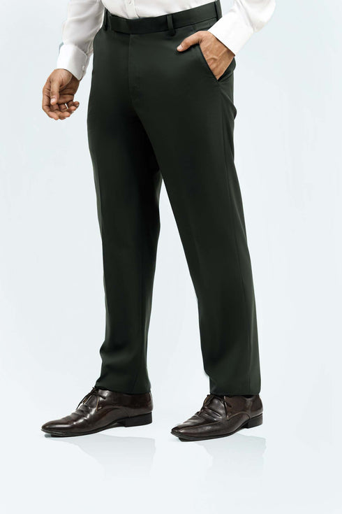 Veshbhoshaa Bluebird Men'S Dark Olive Green Formal Trousers
